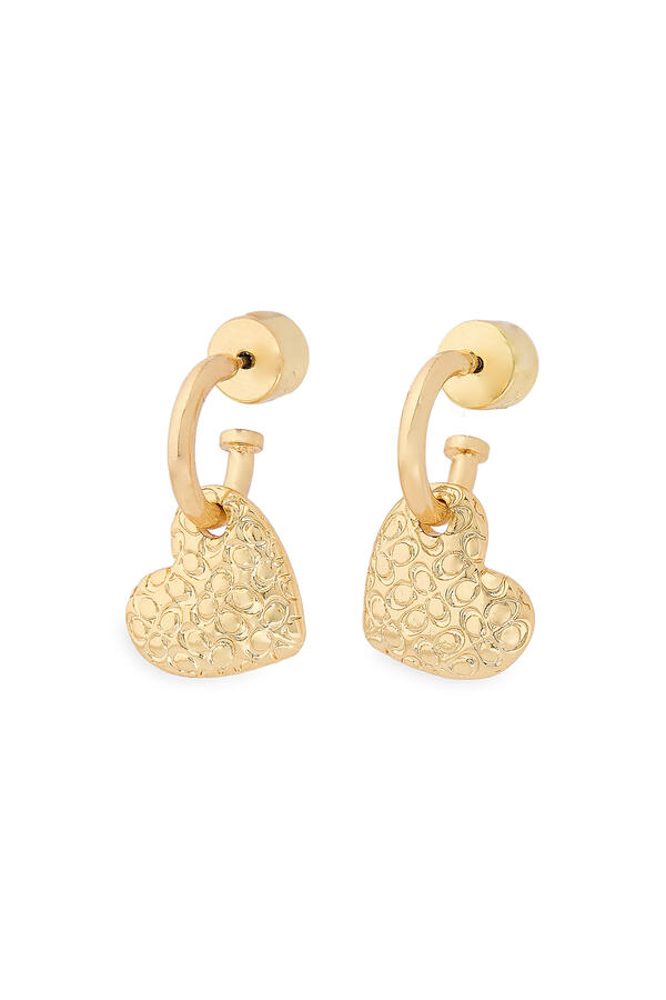 Textured Hearts Huggie Drop Earrings 