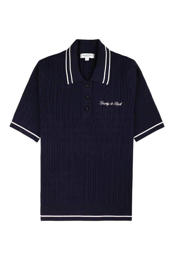  Signature Logo Mini Cable Polo T-Shirt 