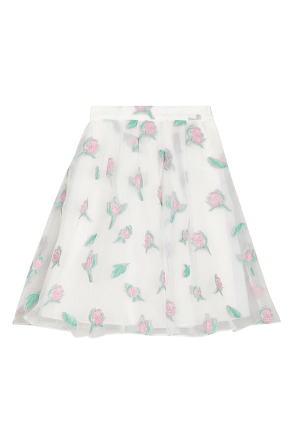 Kids  Embroidered Floral Skirt 