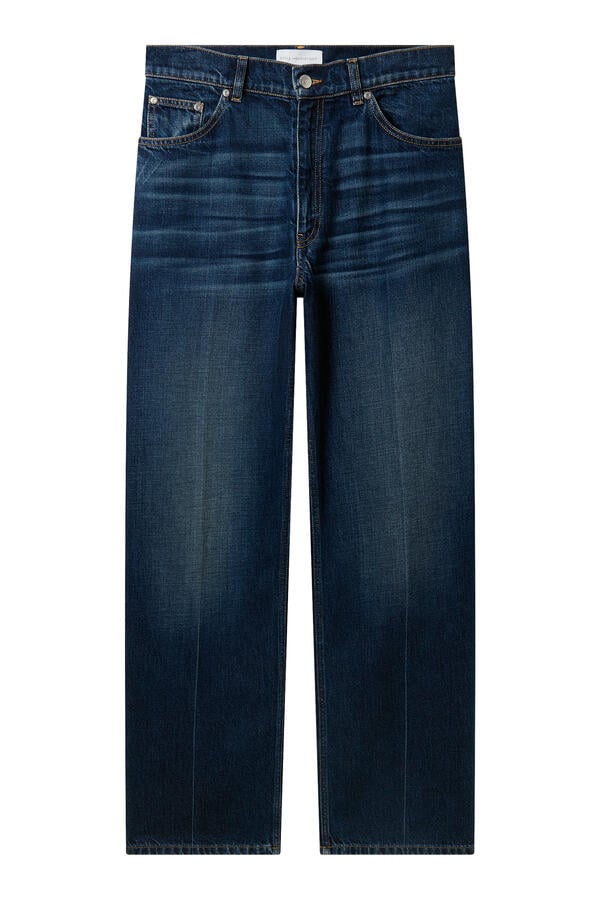Crest-Embroidered Straight Jeans