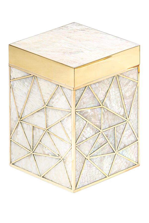 Crackled Mother of Pearl Shell Box with Cover