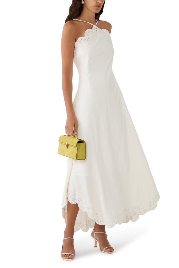 Gillian Embroidered Linen Midi Dress