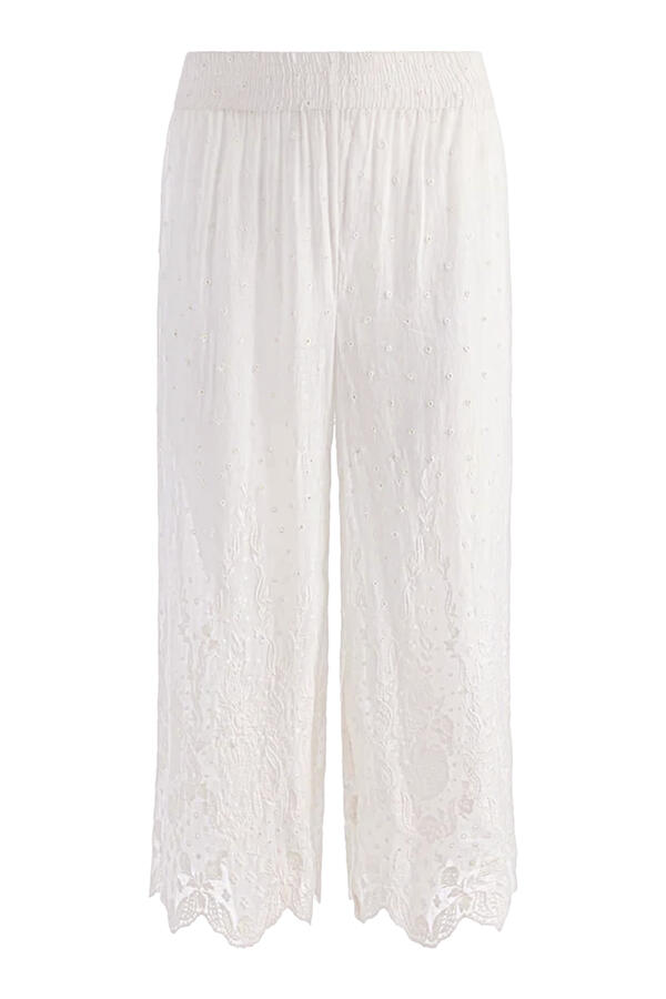 Elba Embroidered Pull-On Ankle Pants