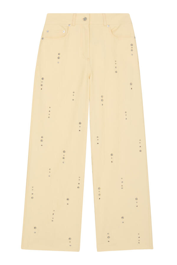 Stud Embellished Wide-Leg Pants