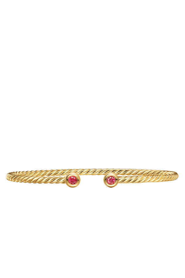Cable Micro Cablespira Flex Round Bangle,  18K Yellow Gold with Ruby