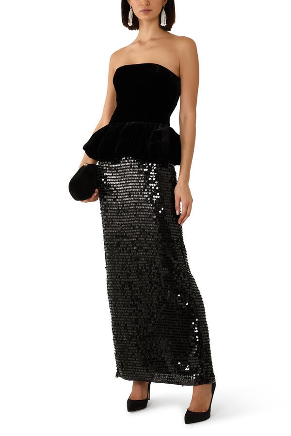 Sequins Maxi Peplum Dress