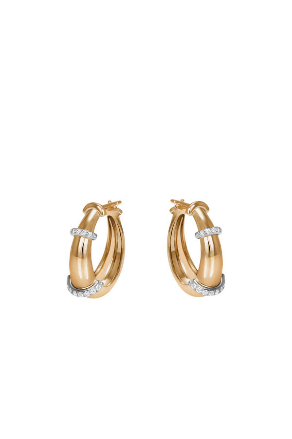 The Buoy Size 1 Hoops, 18K Yellow Gold & Diamonds