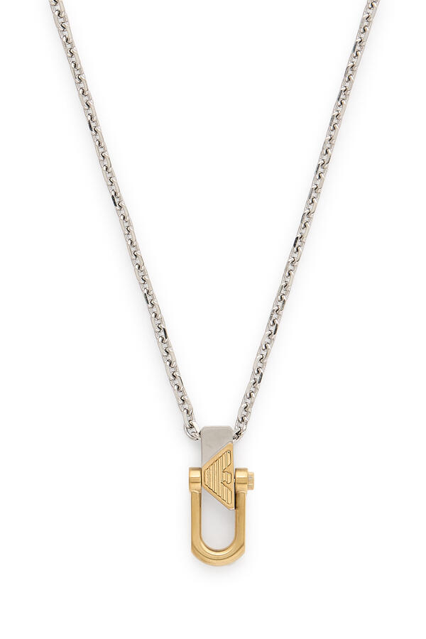 Two-Tone Stainless Steel Pendant Necklace