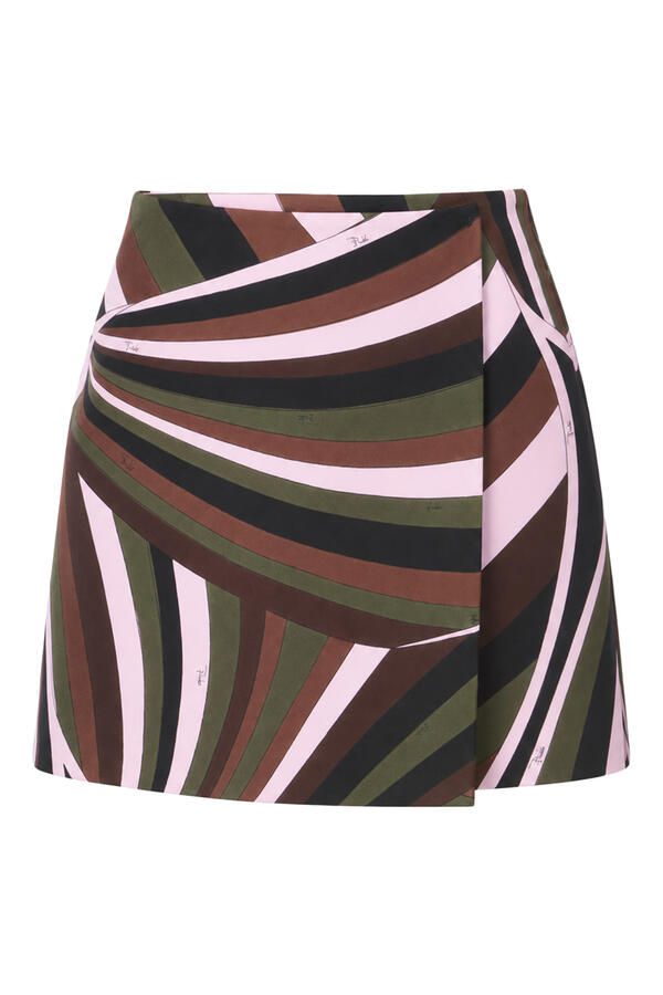 Iride Print Silk Skirt