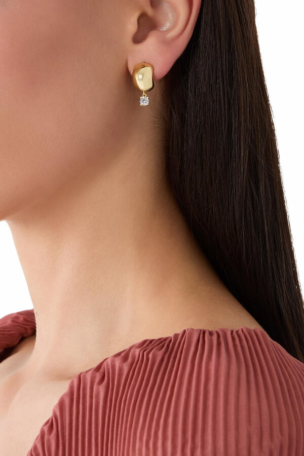 Aoki Hoop Earrings, 14k Vermeil on Sterling Silver & Cubic Zirconia