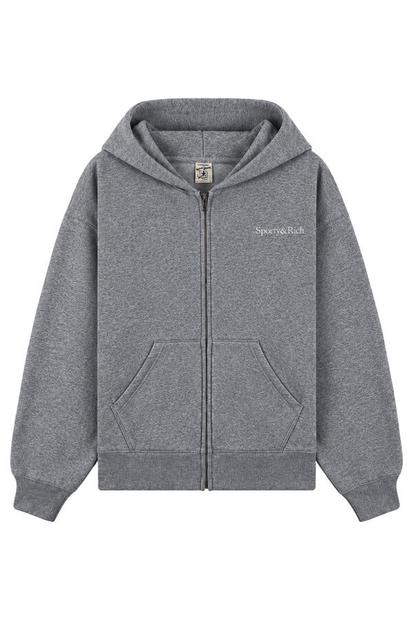 Serif Logo Embroidered Zip Hoodie