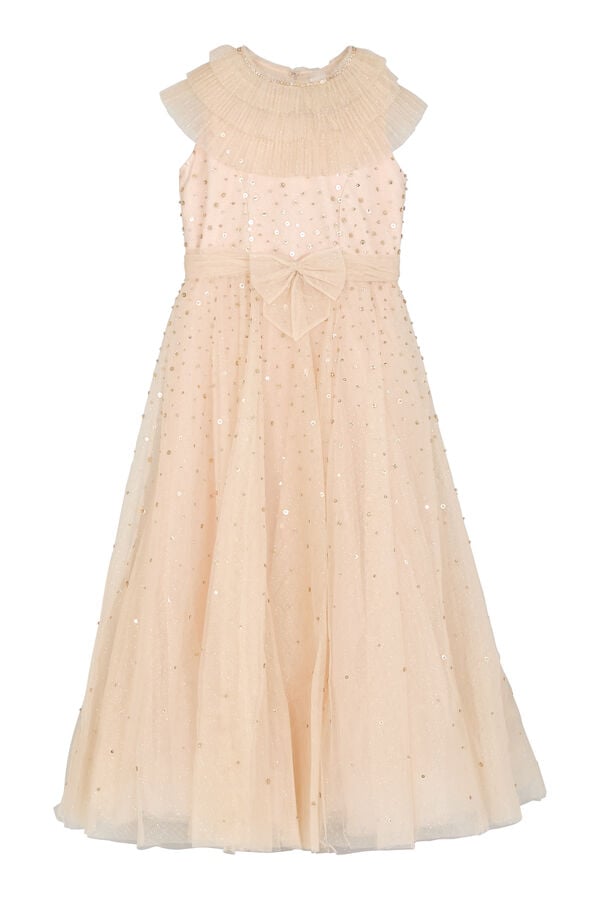 Kids Sequins Embellished Tulle Dress