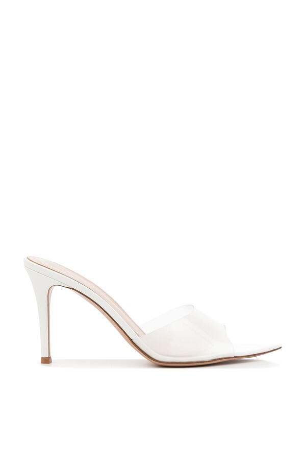 Elle 85 Mules in Plexi and Leather