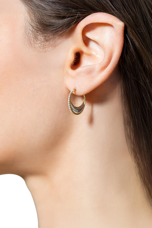 Bloop Moon Size 3 Earrings, 18K Yellow Gold & White Diamonds