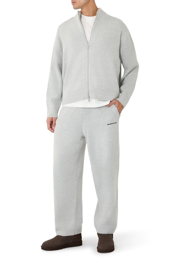 Mohair Blend Knit Track Jacket 