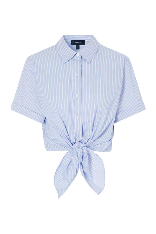  Striped Short-Sleeve Tie Shirt
