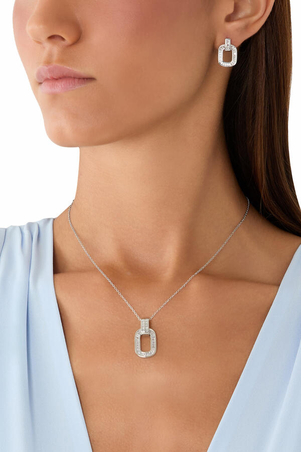 Baguette Door Knocker Pendant Earring Set