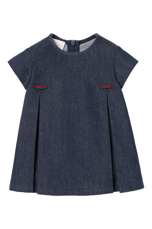 Kids Web Stripe Box Pleats Dress