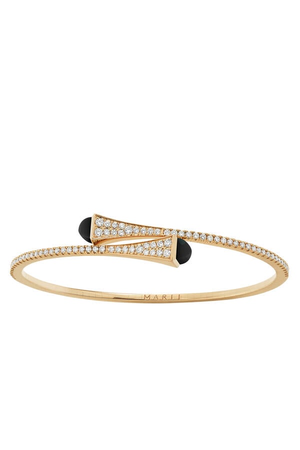 Cleo Slim Bangle, 18k Pink Gold with Black Onyx & Diamonds