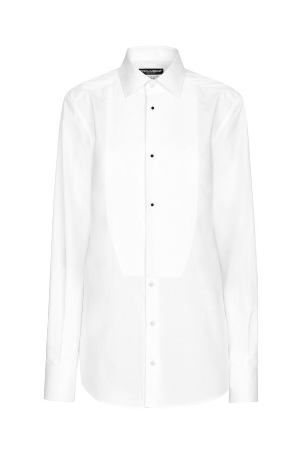 Cotton Tuxedo Shirt with Piqué Shirt Front