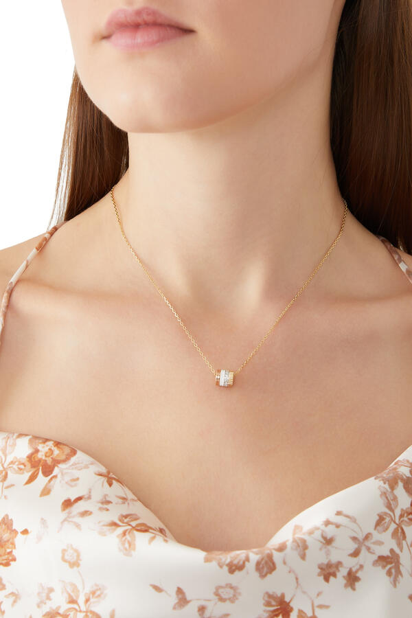 Quatre Edition Pendant S Motif, 18k Mix Gold & White PVD