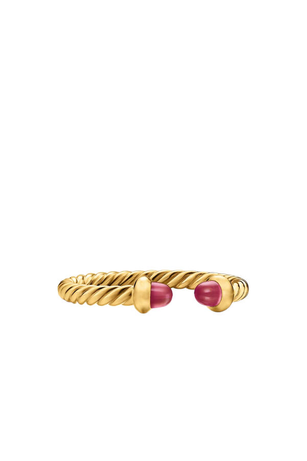 Micro Cablespira® Flex Open Ring, 18k Yellow Gold with Rubies