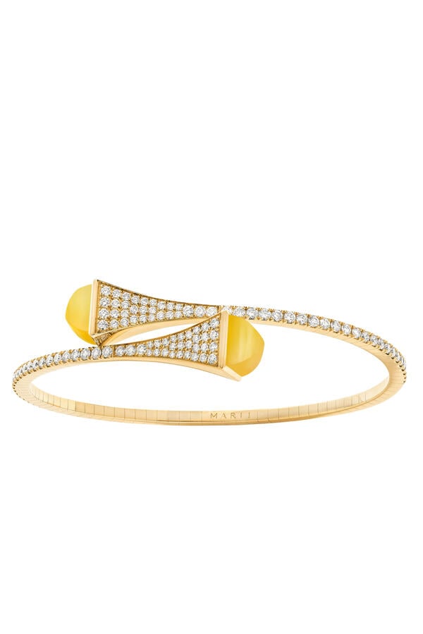 Cleo Diamond Midi Slip-On Bracelet, 18k Yellow Gold with Quartzite & Diamonds