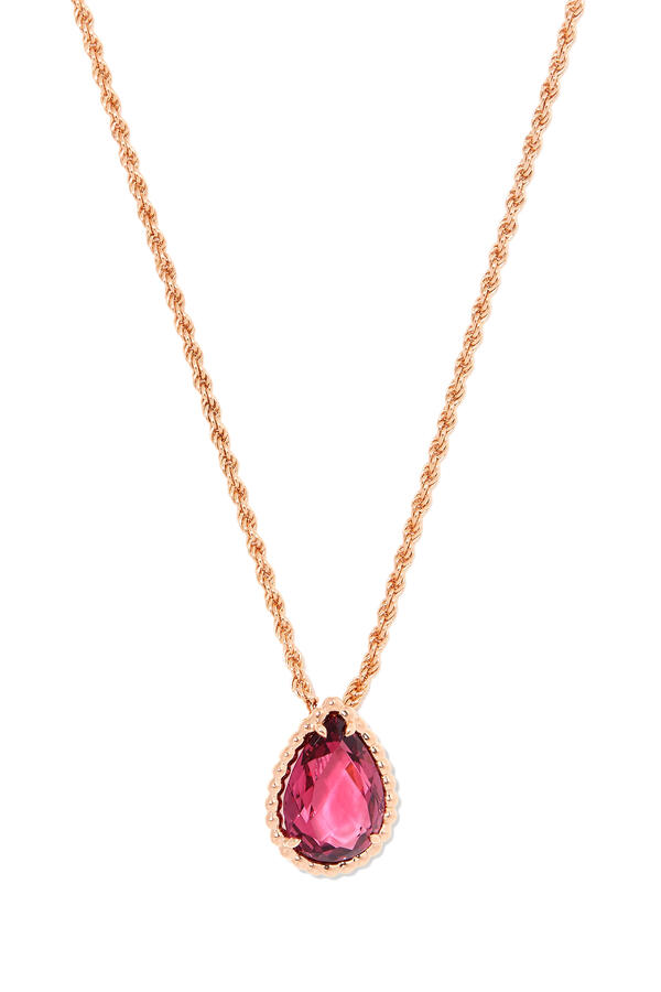 Serpent Bohème S Motif Pendant, 18k Pink Gold & Rhodolite Garnet