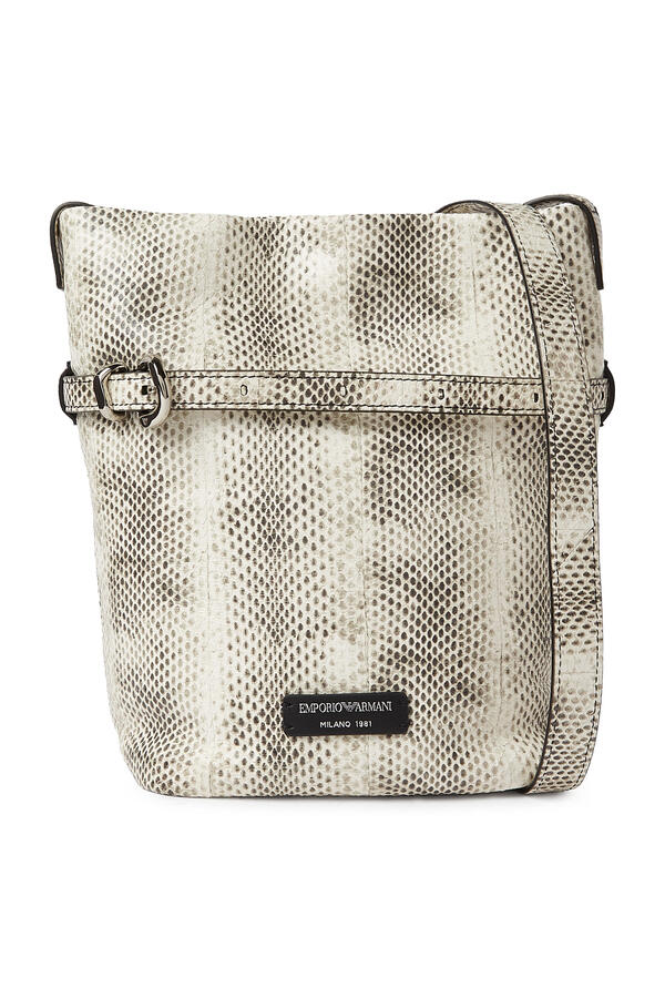 Snake-Effect Leather Bucket Bag 