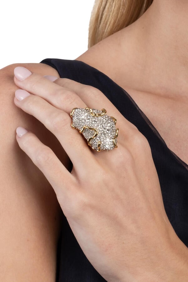 Solanales Large Crystal Pavé Geode Ring