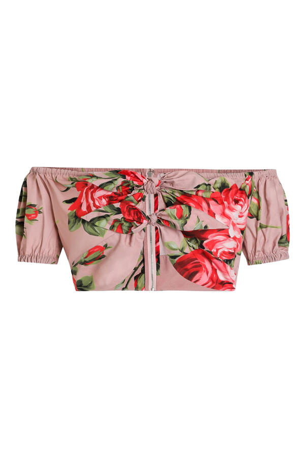 Rose Bouquet-Print Cotton Top