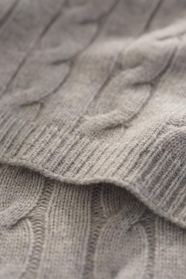 Wool Cashmere Cable Throw 