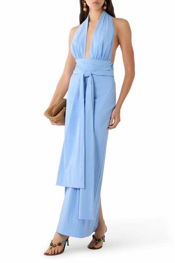 Campbell Halter Plunged Maxi Dress