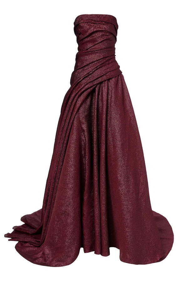Draped Strapless Bustier Gown