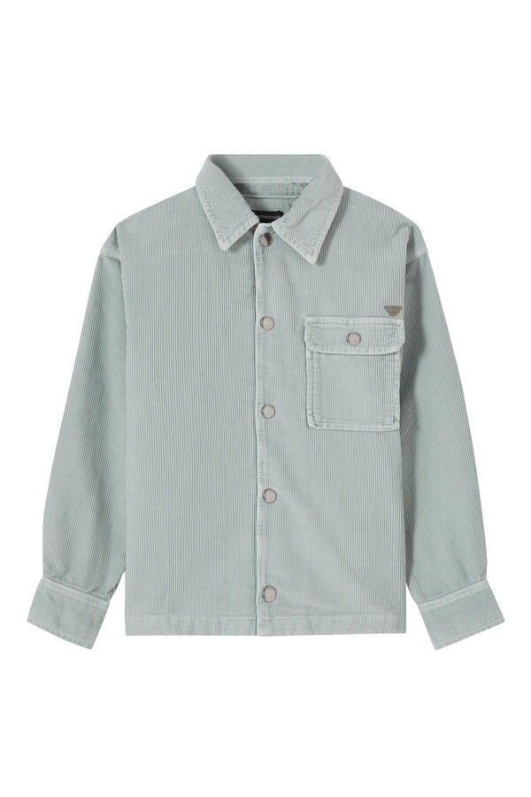 Kids Cotton Corduroy Shirt with Chest Pocket & Metal Buttons 