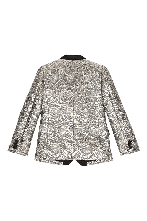 Kids Single-Breasted Foiled Jacquard Jacket