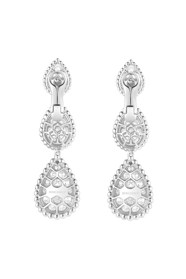 Serpent Bohème Pendant Earrings, Paved With Diamonds, 18k White Gold