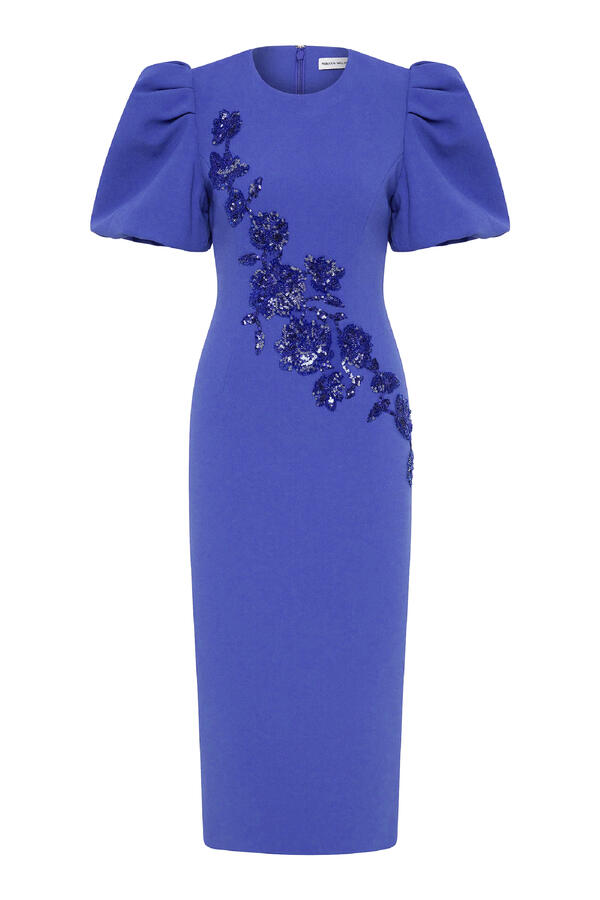 Evolet Puff Sleeve Midi Dress