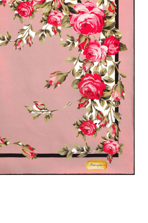 Rose Bouquet-Print Silk Twill Scarf