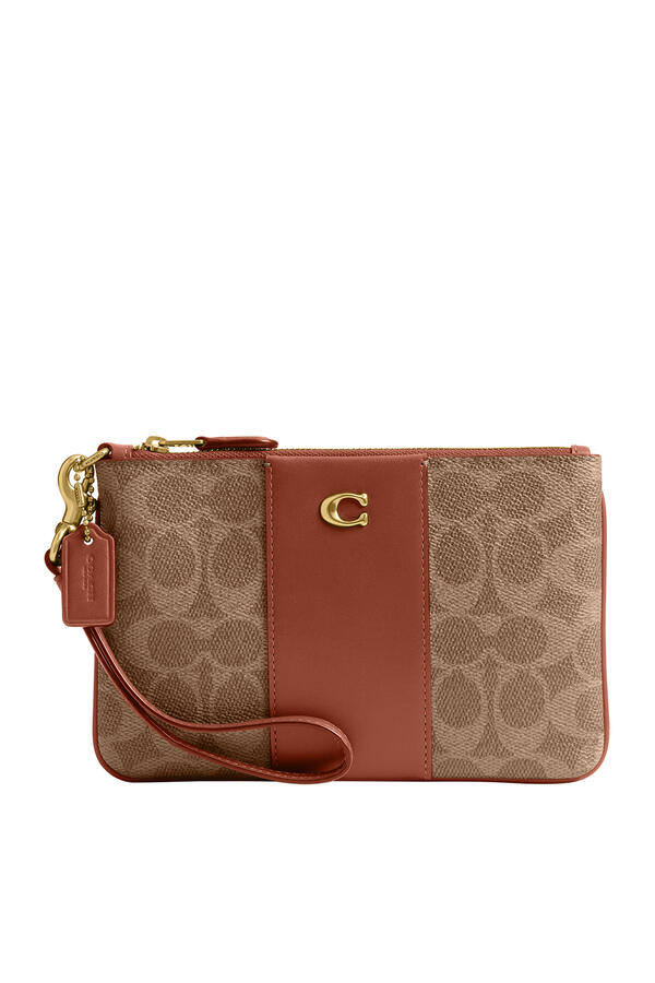 Signature Canvas Small Wristlet Pouch