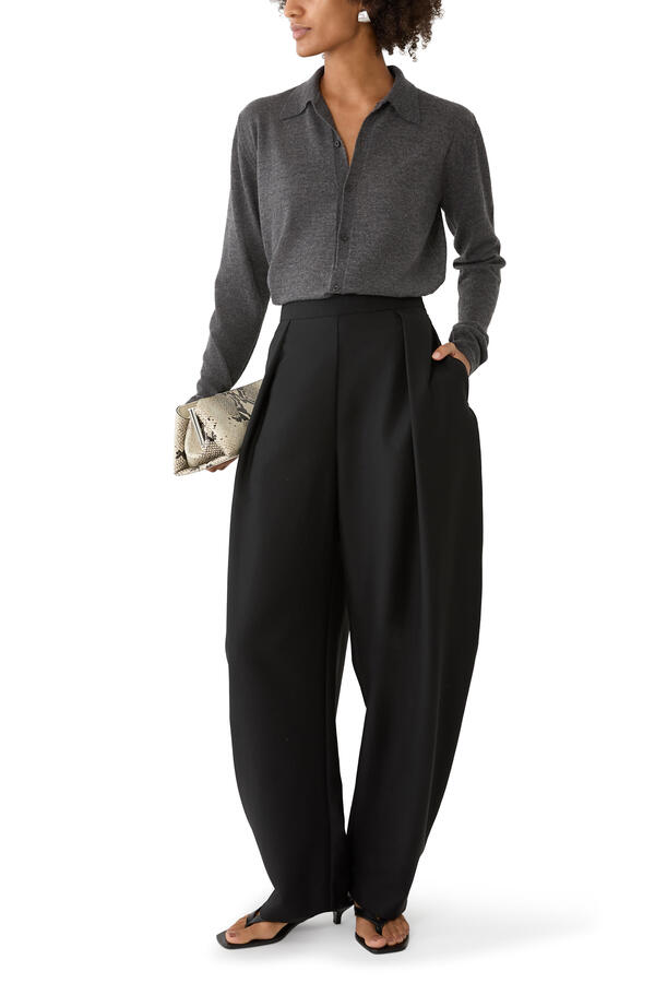 High-Gauge Soft Cashmere Knit Shirt Cardigan