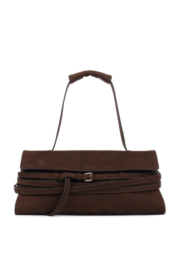 Tie Me Embossed-Logo Shoulder Bag