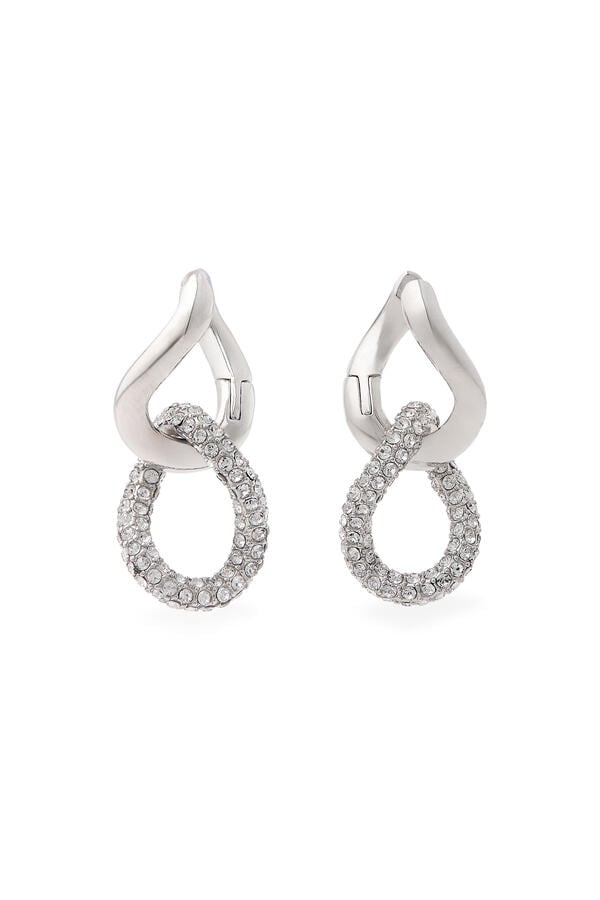 Pave Drop Huggie Earrings, Metal & Cubic Zirconia