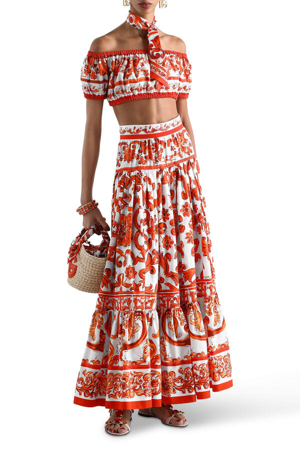 Majolica-Print Poplin Top