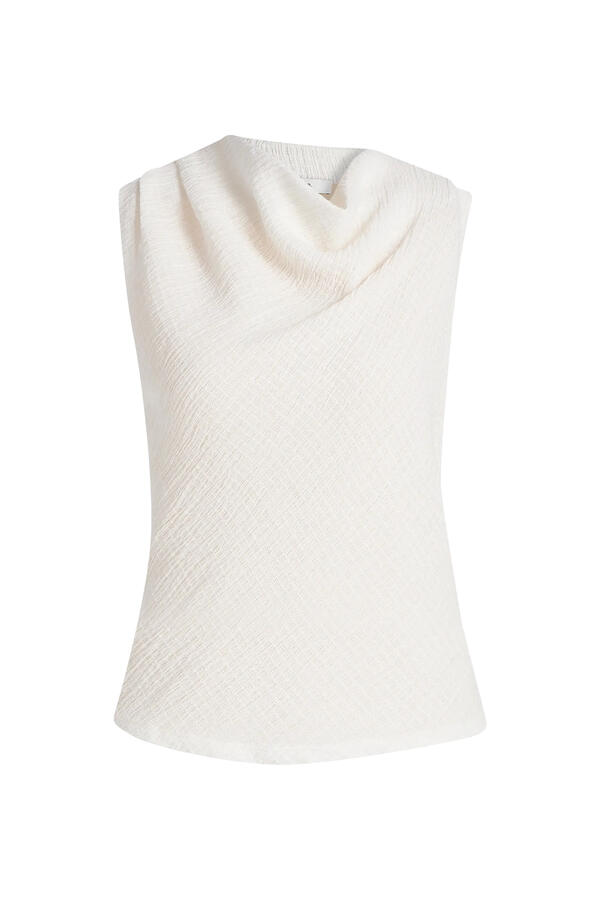  Shadow Grid Cowl-Neck Top 