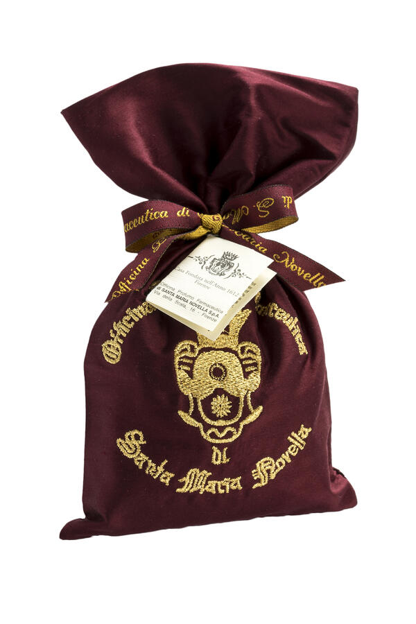 Pot Pourri in Embroidered Maroon Silk Sachet Refill