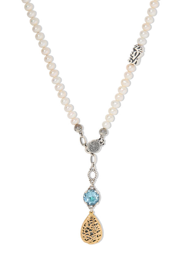 Endearment Multi-Way Necklace, 18K Yellow Gold with Sterling Silver, Topaz & Pearls