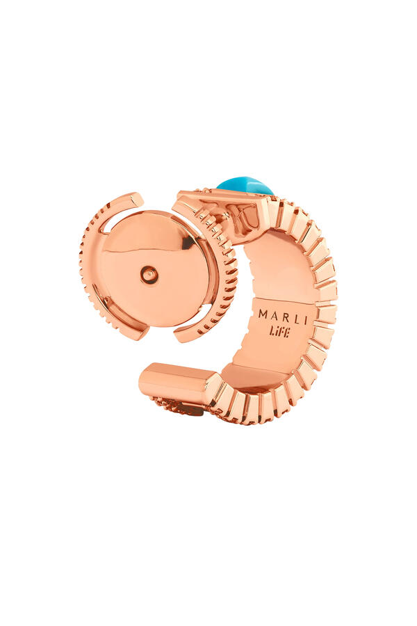 LIFE Diamond Mini Hoop Earrings, 18K Rose Gold, Diamonds & Turquoise