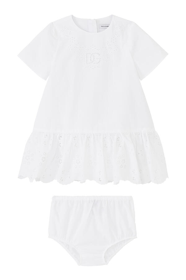 Kids Logo Jersey and Poplin Ruffle Dress