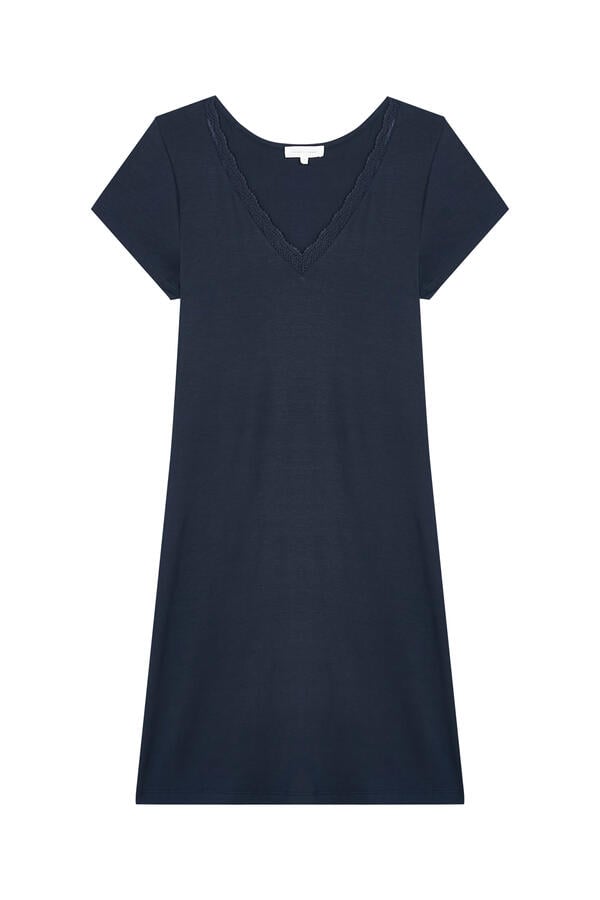 Cooling Jersey V Neck Lace Trim Nightie